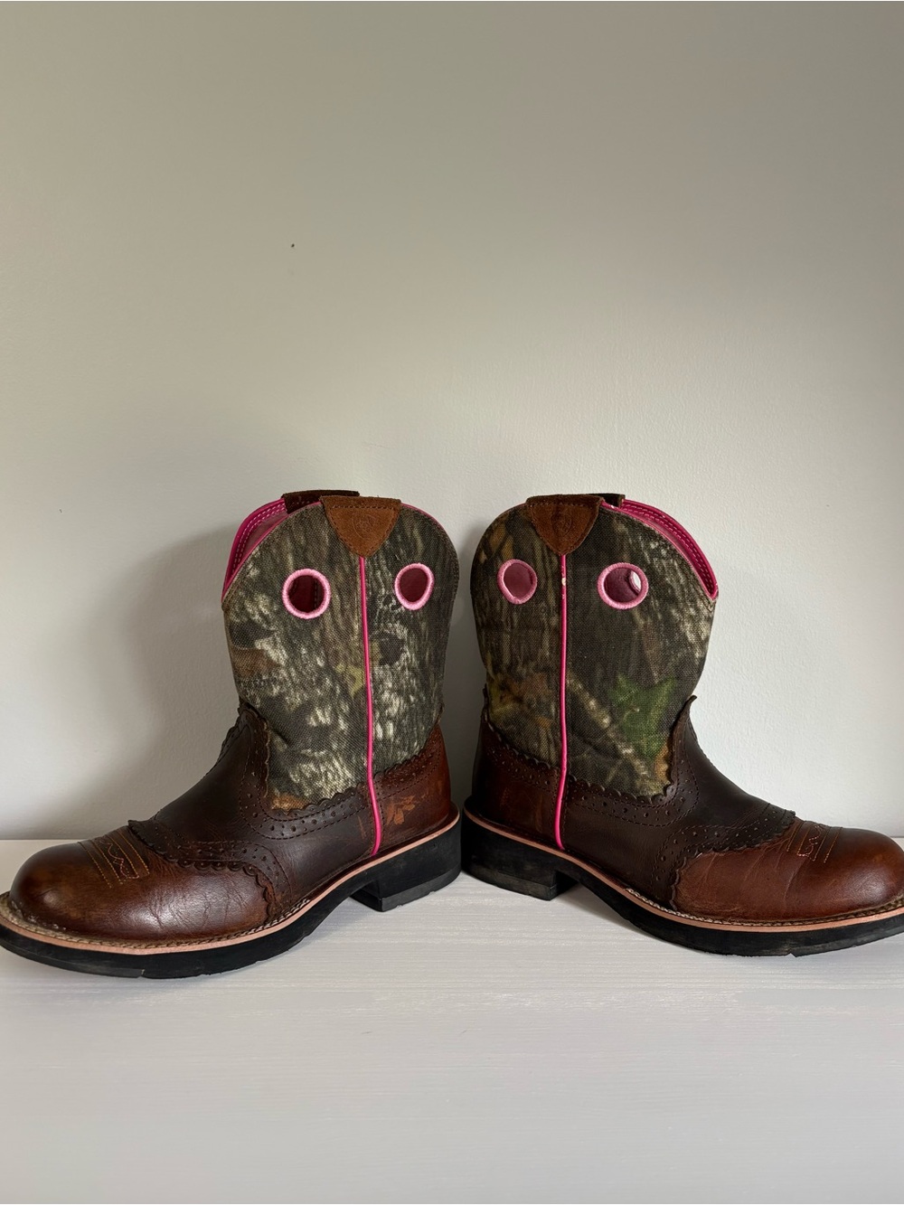 Ariat Fatbaby Cowgirl Camo Pink Western Boots 7.5B - Picture 6 of 12